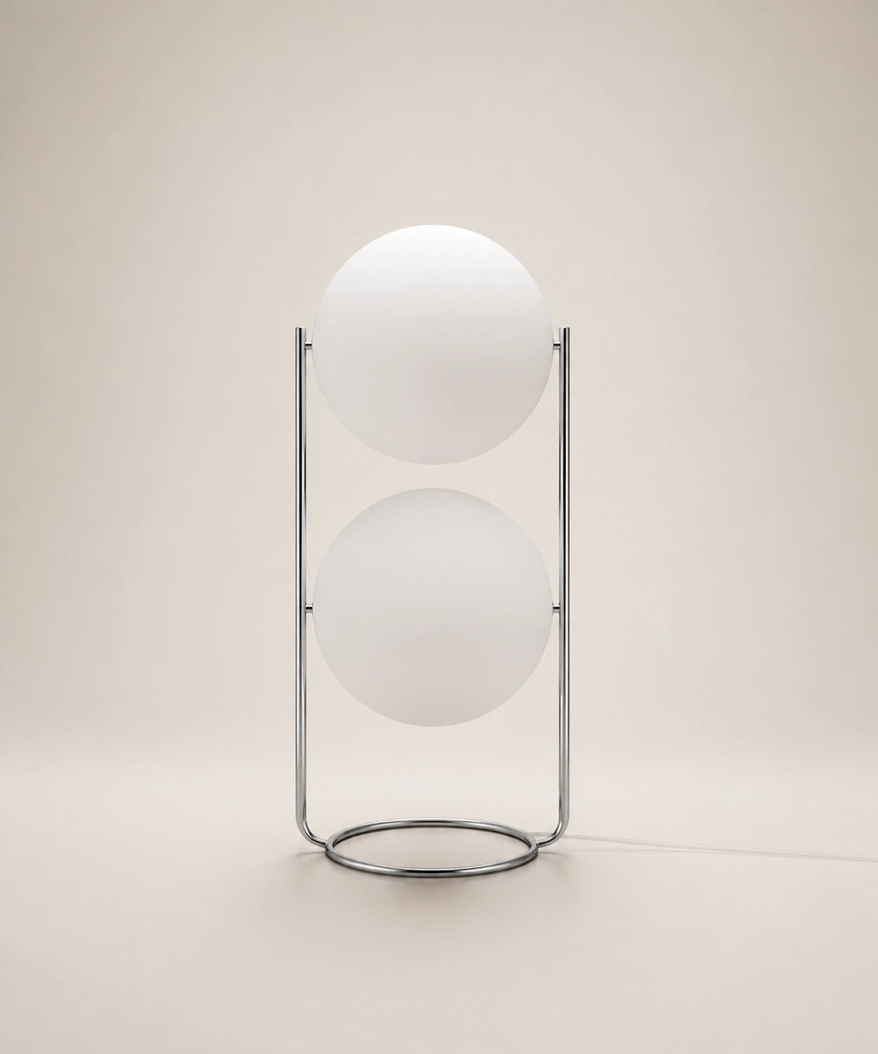 Lampadaire à deux boules opalines, double, b et blanc