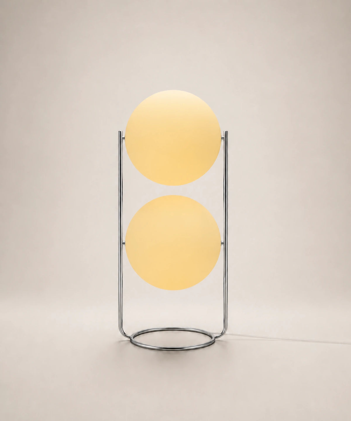 Lampadaire à deux boules opalines, double, b et jaune