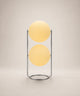 Lampadaire à deux boules opalines, double, b et jaune