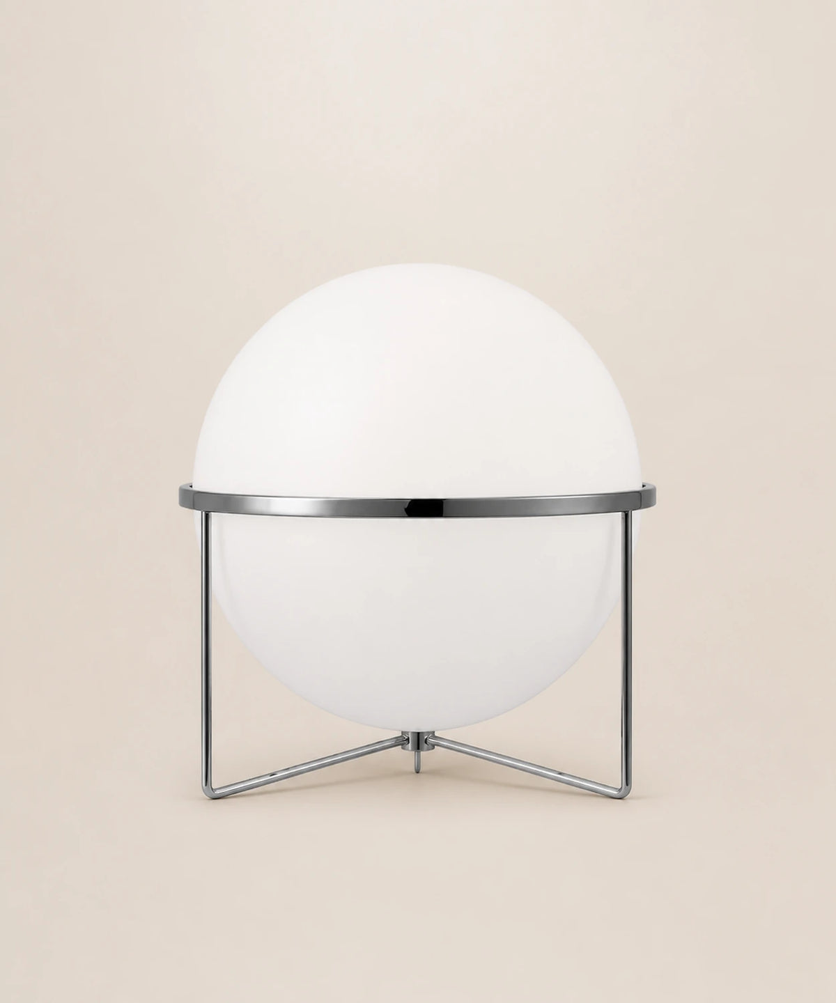Lampe à poser à boule opaline, e et blanche