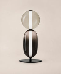 Lampe à poser à boules de verre empilées, version 2 boules