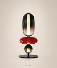 Lampe à poser à boules de verre empilées, version 3 boules, accord A