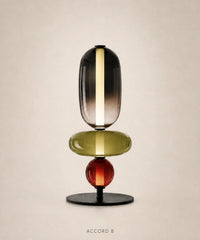 Lampe à poser à boules de verre empilées, version 3 boules, accord B