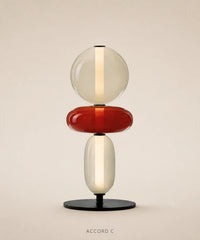 Lampe à poser à boules de verre empilées, version 3 boules, accord C