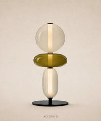 Lampe à poser à boules de verre empilées, version 3 boules, accord D
