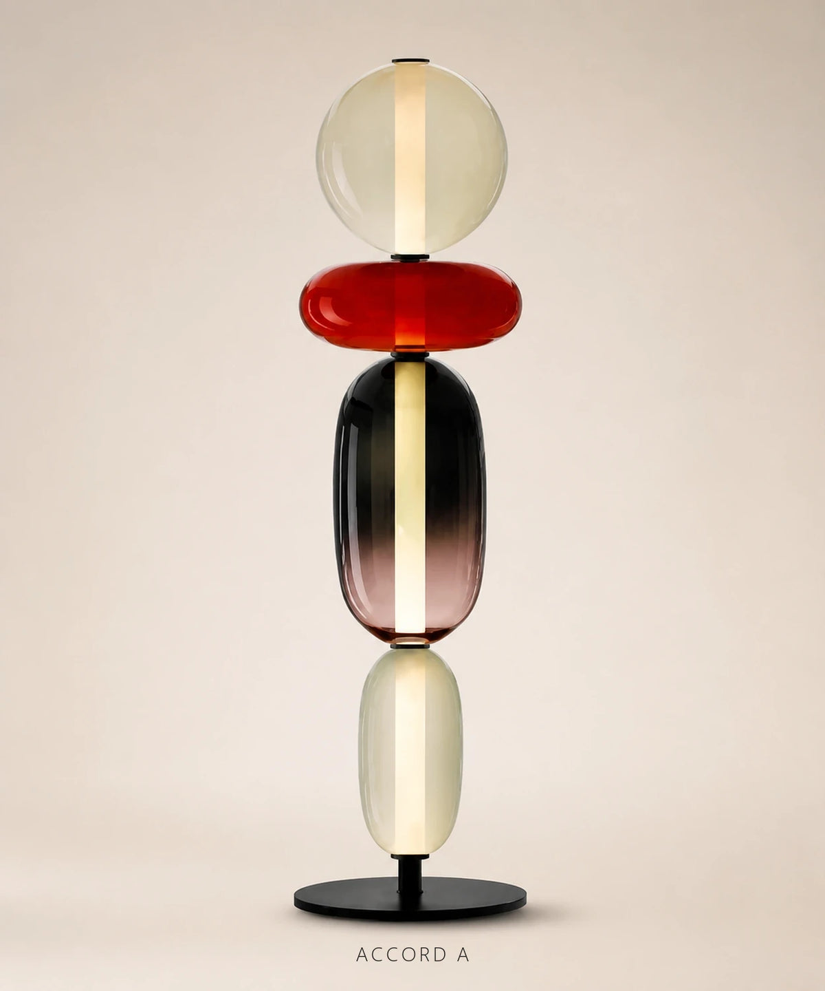 Lampe à poser à boules de verre empilées, version 4 boules, accord A