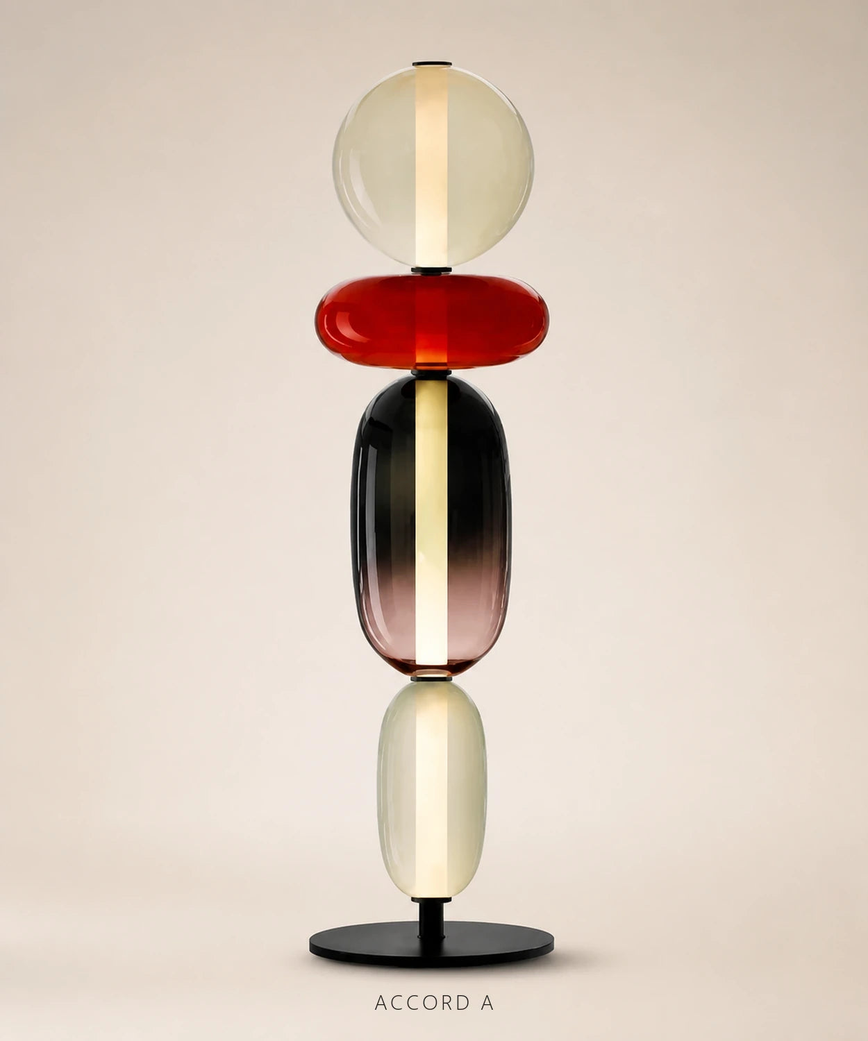 Lampe à poser à boules de verre empilées, version 4 boules, accord A