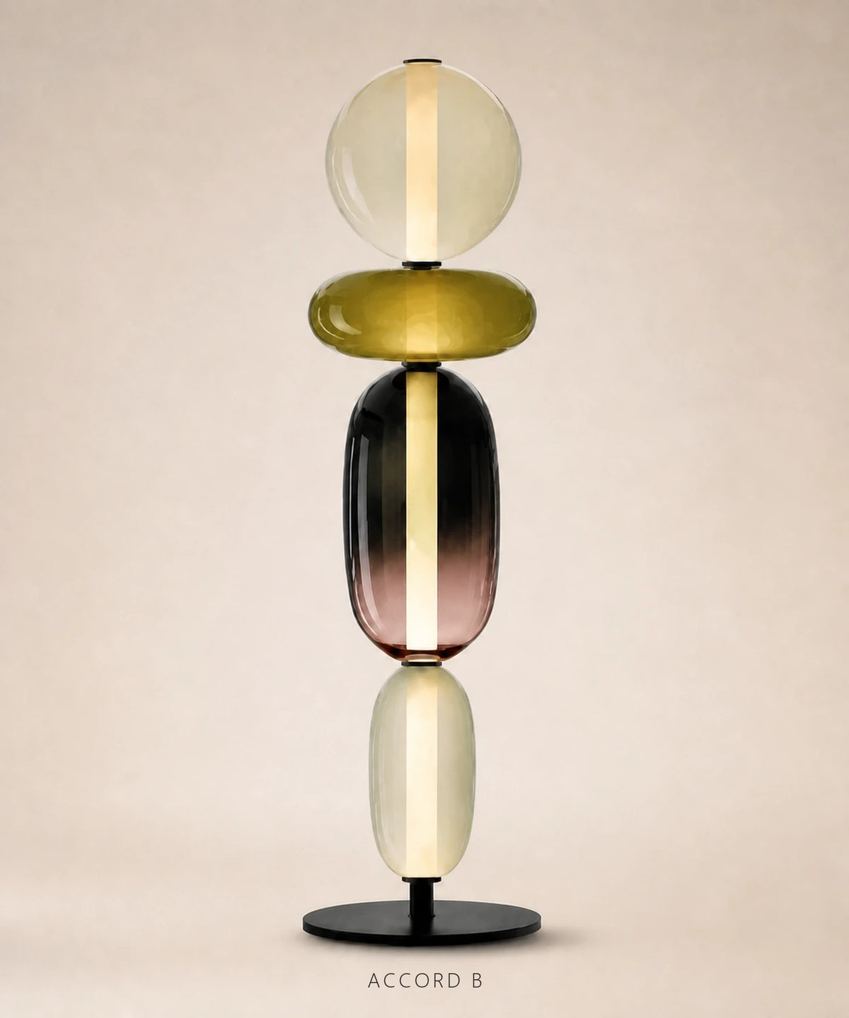 Lampe à poser à boules de verre empilées, version 4 boules, accord B