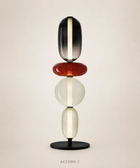 Lampe à poser à boules de verre empilées, version 4 boules, accord C