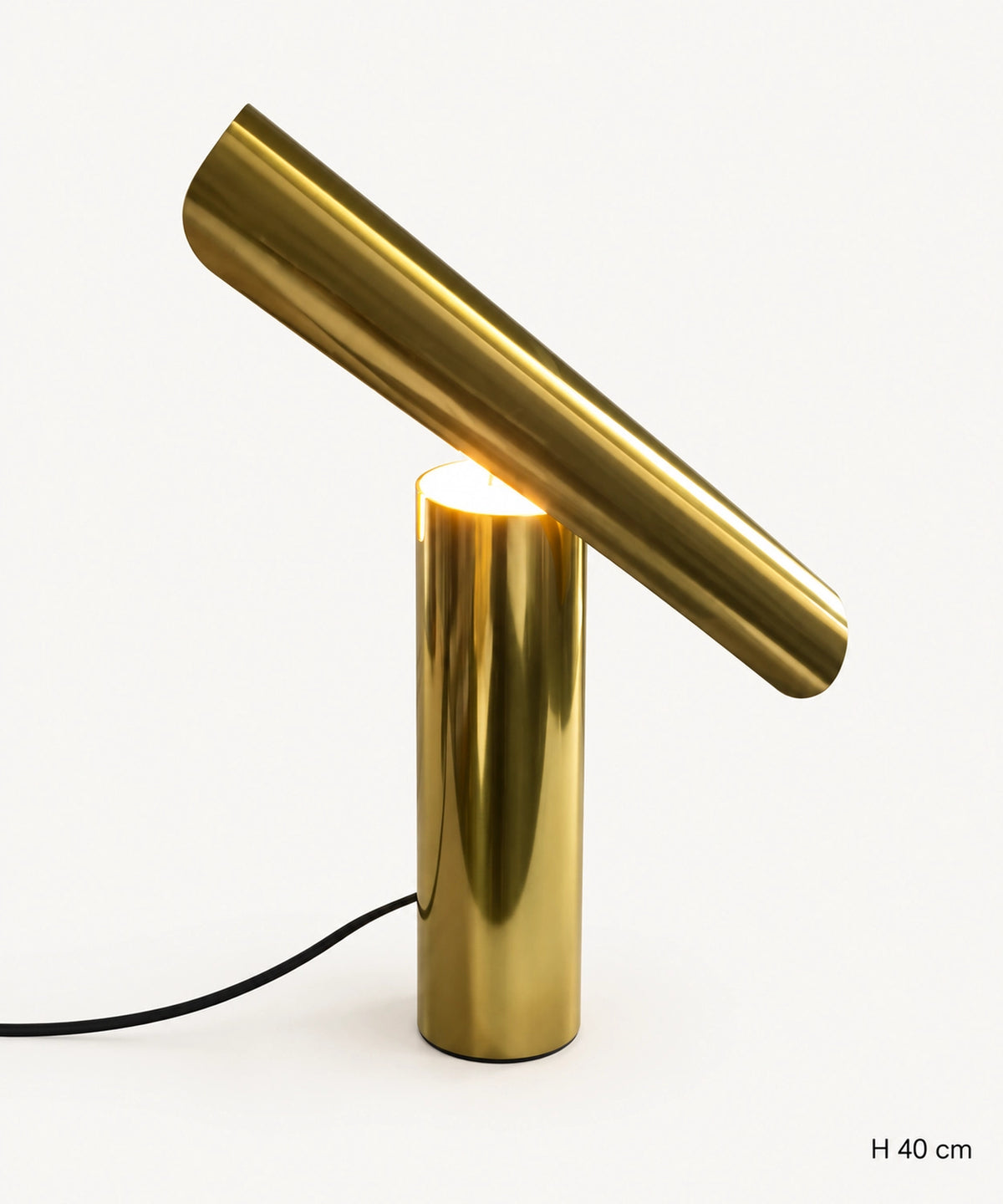 Lampe dorée à réflecteur demi-tube, hauteur 40 cm