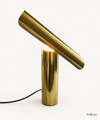 Lampe dorée à réflecteur demi-tube, hauteur 40 cm