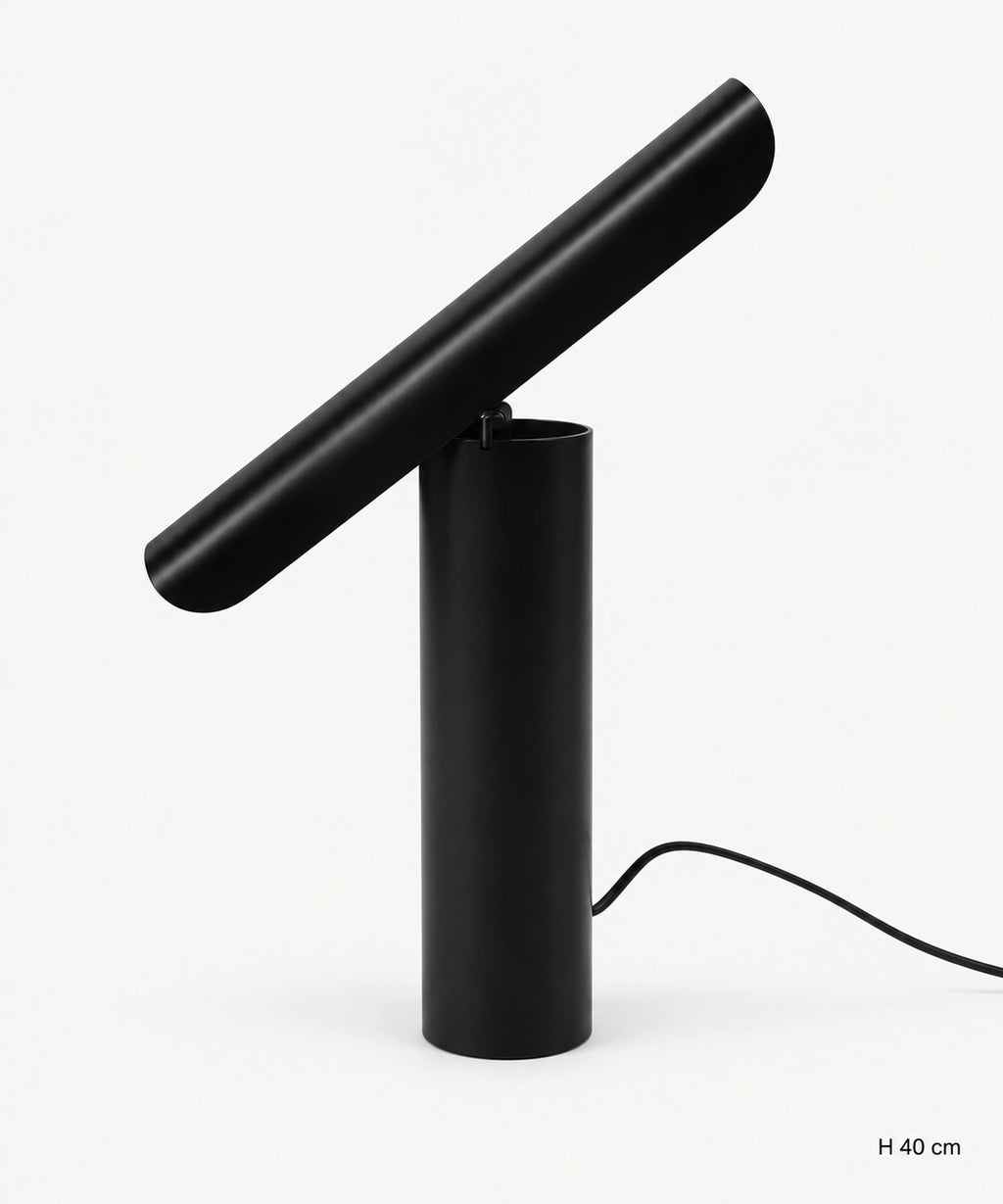 Lampe noire à réflecteur demi-tube, hauteur 40 cm