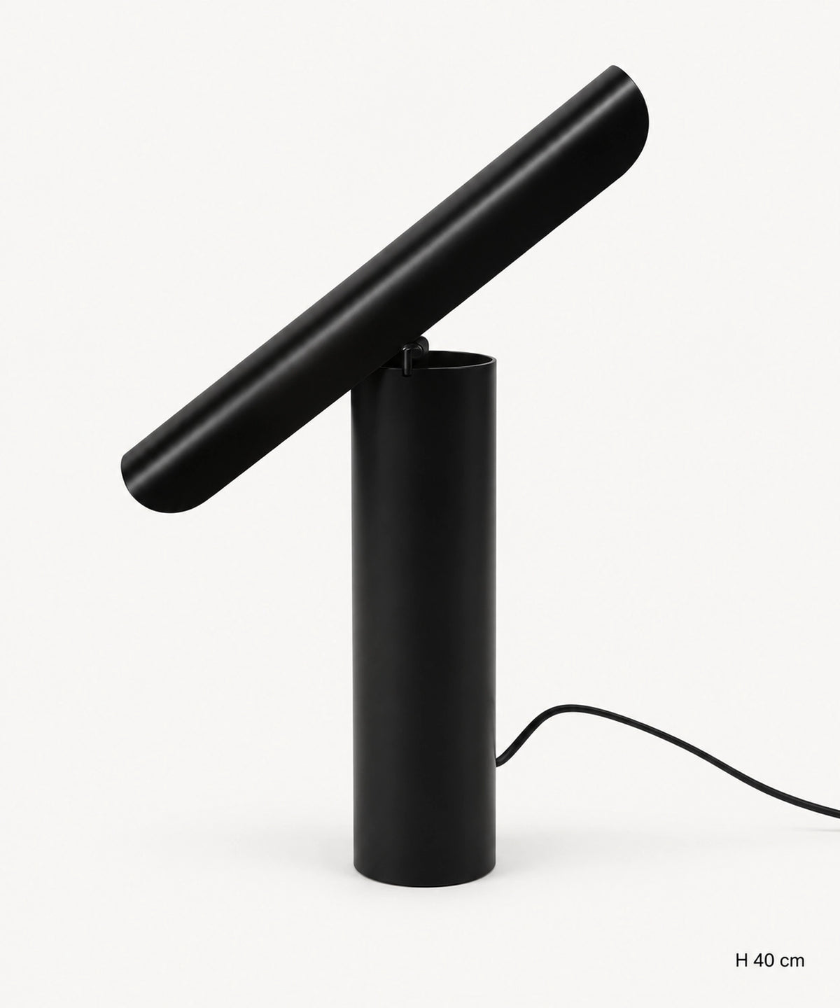 Lampe noire à réflecteur demi-tube, hauteur 40 cm