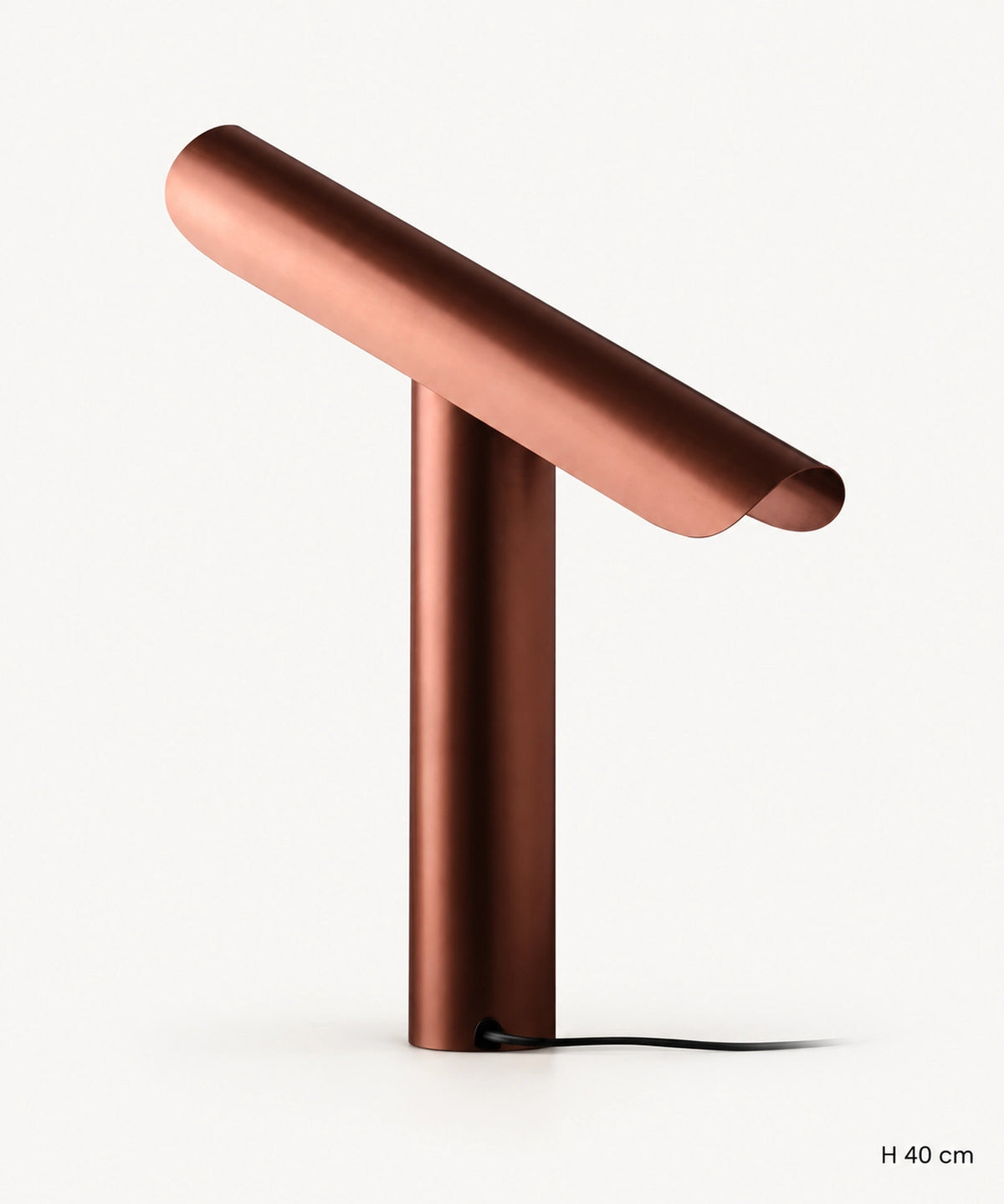 Lampe rouge cuivré à réflecteur demi-tube, hauteur 40 cm
