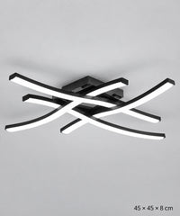 Plafonnier noir vu de trois quarts, dimensions 45 × 45 × 8 cm