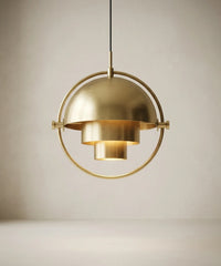 Suspension demi sphere orientable, calotte en haut, diffuseur etage visible en dessous