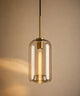 Suspension en verre champagne en cylindre de 18 cm, ampoule à filament visible