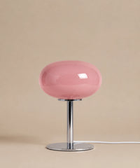 Lampe de chevet en verre soufflé, finition rose poudré, éteinte